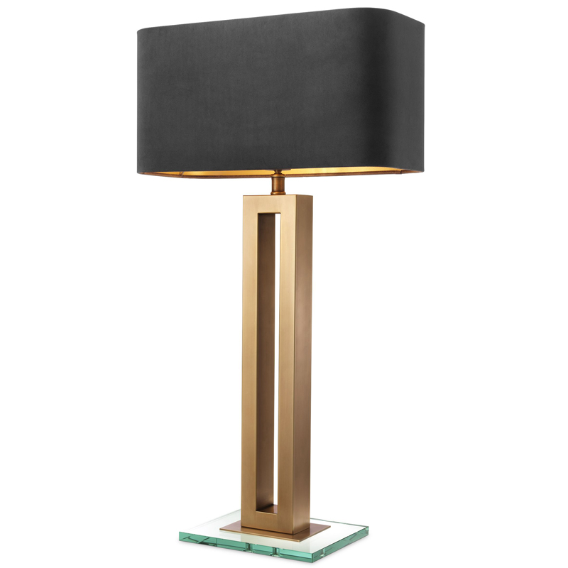 Настольная лампа Eichholtz Table Lamp Cadogan Латунь Античная полированная Прозрачный Черный в Ульяновске | Loft Concept 