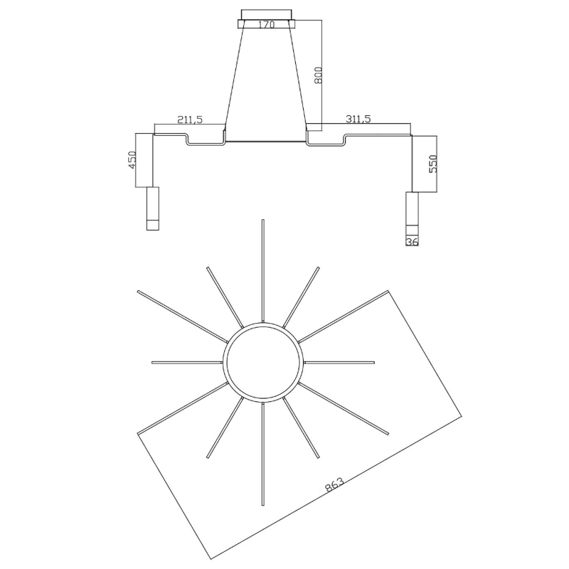 Wireflow LED White Suspension lam 12 патронов в Ульяновске