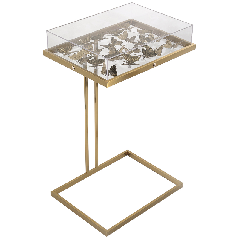 Стол Tommy Mitchell  Butterfly side table Прозрачный Латунь в Ульяновске | Loft Concept 