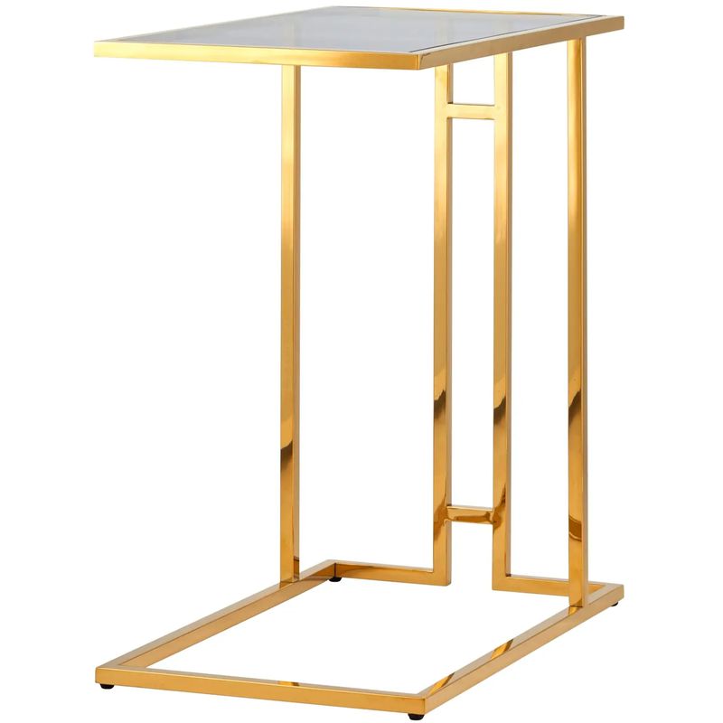 Стол приставной Lasker Milan Tables Gold Золотой Стекло Смок в Ульяновске | Loft Concept 