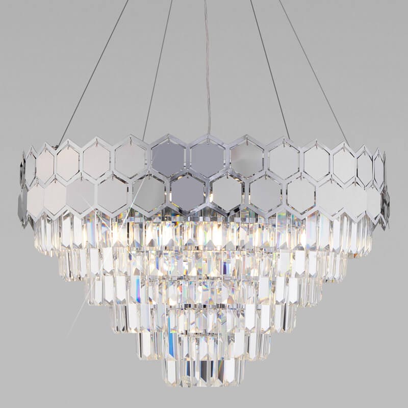 Люстра Hanging Hexagon Moira Chandelier chrome Прозрачный (Transparent) Хром в Ульяновске | Loft Concept 