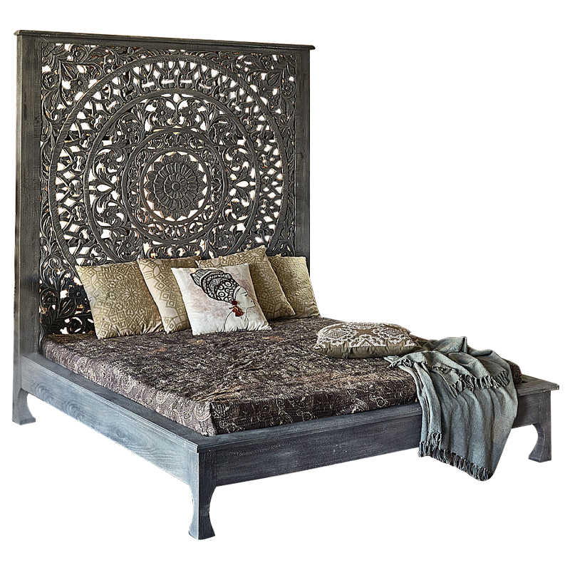 Кровать Indian Antique White Furniture Sarita Bed серый Серый в Ульяновске | Loft Concept 