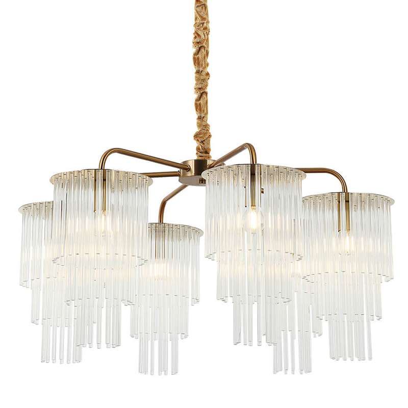 Люстра Harrison Chandelier gold 6 lamp Глянцевое золото Прозрачный в Ульяновске | Loft Concept 