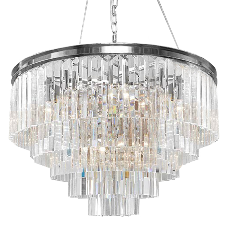 Люстра RH Odeon Chandelier Five Silver 80 Прозрачное Стекло Серебряный в Ульяновске | Loft Concept 