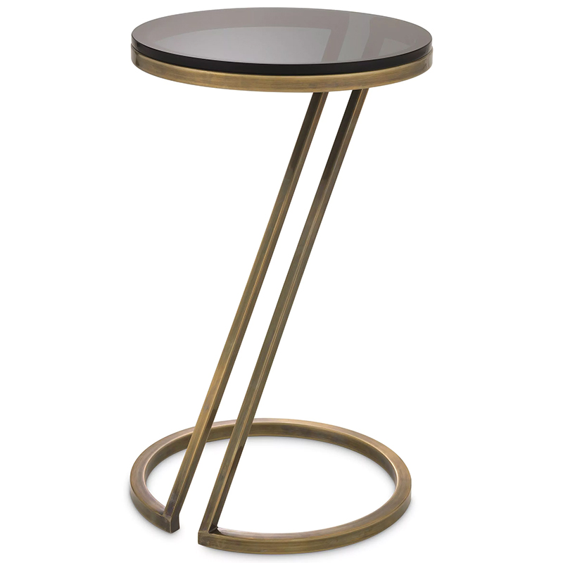 Приставной стол Eichholtz Side Table Falcone Brass Латунь Стекло Смок в Ульяновске | Loft Concept 