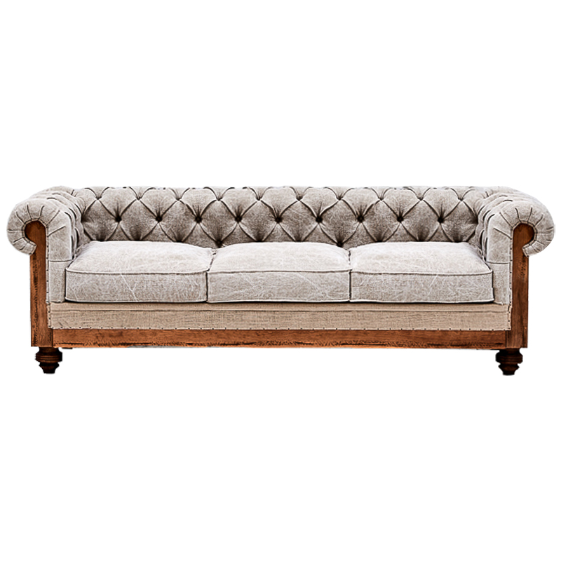 Диван Deconstructed Chesterfield Sofa Triple Gray Серый Бежевый Коричневый в Ульяновске | Loft Concept 