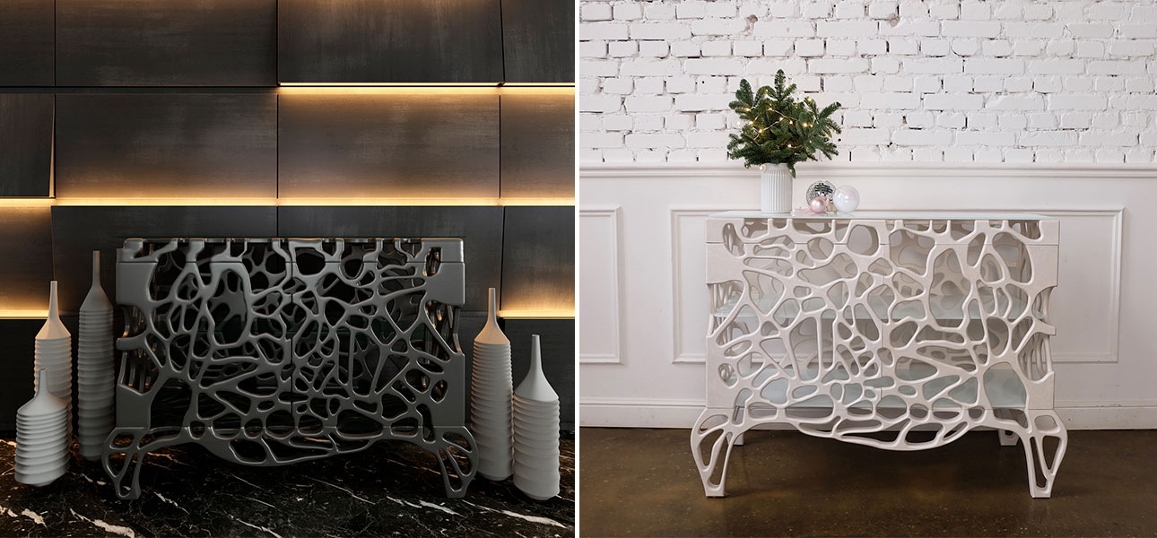 Комод со стеклянными полками в фигурном стиле Einstein Neurons - фото №1