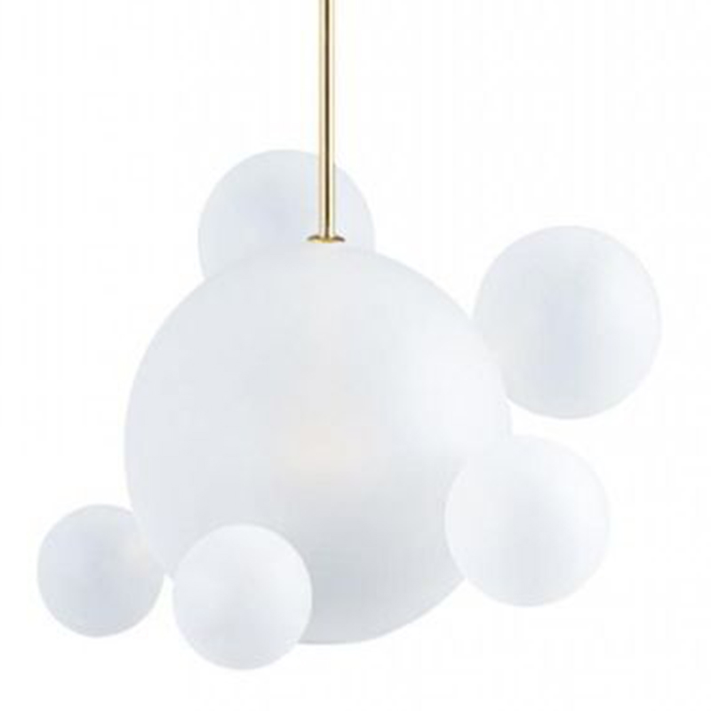 Светильник Giopato & Coombes Bollr Pendant 6 BUBBLE LAMP матовое белое стекло Белый Золотой в Ульяновске | Loft Concept 