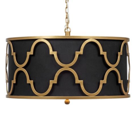 Люстра Black Shade Gold Quatrefoil Overlay Drum Pendant Черный в Ульяновске | Loft Concept 