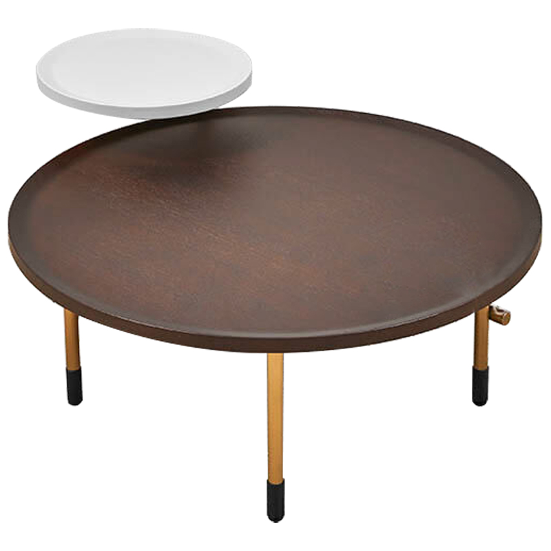 Кофейный стол Alastair Double Round Table Золотой Коричневый Белый в Ульяновске | Loft Concept 