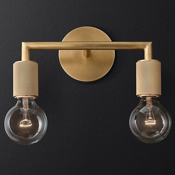 Бра RH Utilitaire Double Sconce Brass Латунь в Ульяновске | Loft Concept 