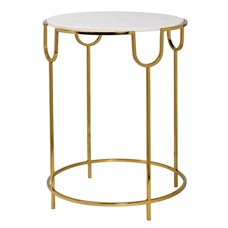 Приставной стол Bettina Side Table Глянцевое золото Белый Мрамор Bianco в Ульяновске | Loft Concept 