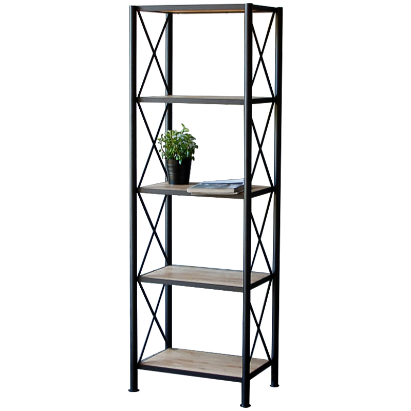 Стеллаж Pheobe Industrial Metal Rust Rack Черный Древесина в Ульяновске | Loft Concept 