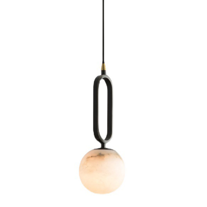 Подвесной светильник Reine Marble Hanging Lamp Черный Белый Мрамор Bianco Латунь в Ульяновске | Loft Concept 