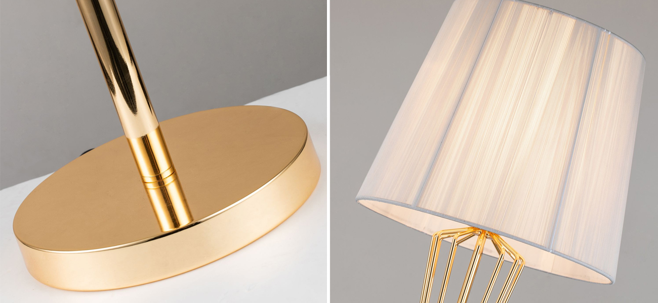 Торшер с абажуром из серых нитей Voile - фото