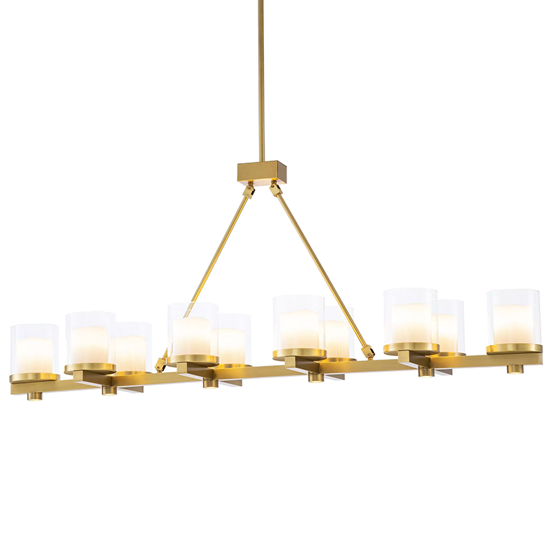 Люстра Eichholtz Chandelier Donovan Brass Латунь Белый Прозрачное Стекло в Ульяновске | Loft Concept 