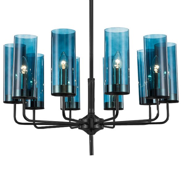 Люстра Black & Blue Glass Tube Chandelier 10 Графитовый Сапфир (Sapphire) в Ульяновске | Loft Concept 