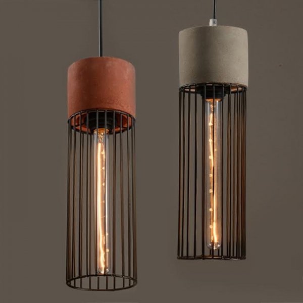 Подвесной светильник Cement Droplight Pendant Light cylinder Серый Красный Черный в Ульяновске | Loft Concept 