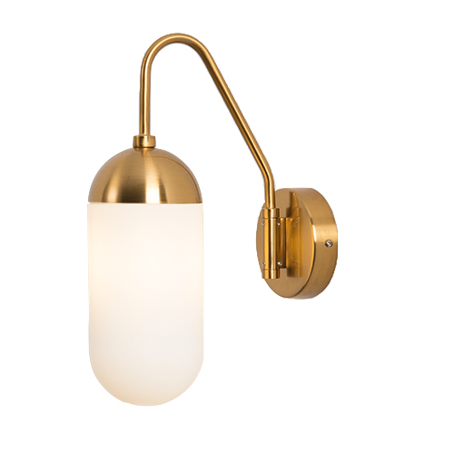 Бра Pelle Sconce short Gooseneck Clear Shade Латунь Белый в Ульяновске | Loft Concept 