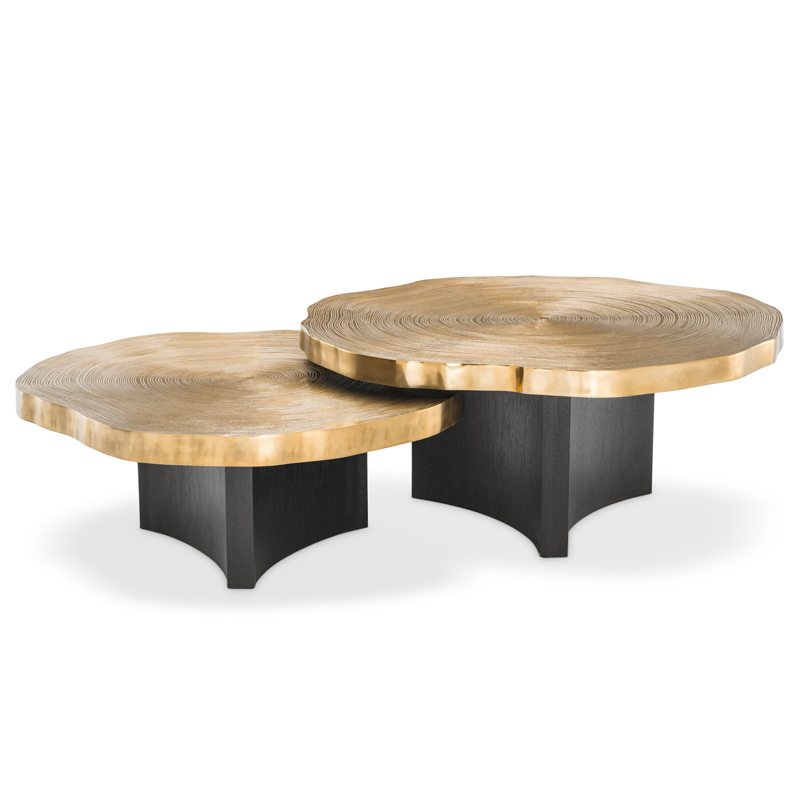 Комплект кофейных столов Eichholtz Coffee Table Thousand Oaks set of 2 Черный Латунь в Ульяновске | Loft Concept 