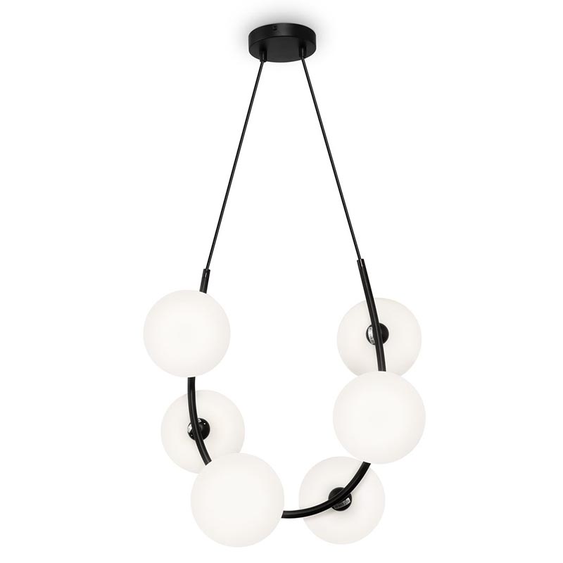 Люстра Marcan 6 Ball Chandelier Black Черный Белый в Ульяновске | Loft Concept 