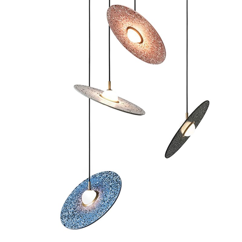 Подвесной светильник Stone Disc Haning Pendant Серый Синий Черный Розовый (Rose) в Ульяновске | Loft Concept 