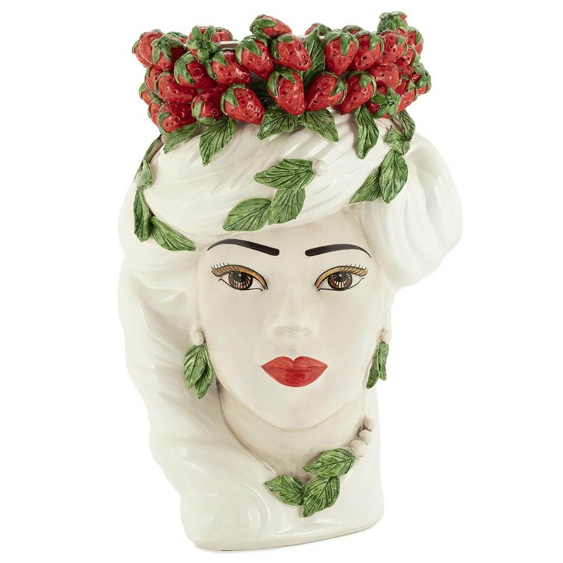 Ваза VASE STRAWBERRIES HEAD LADY BIG White Красный Белый в Ульяновске | Loft Concept 