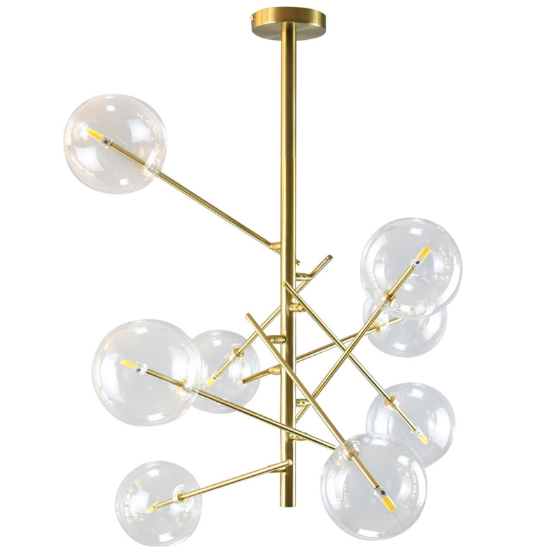 Люстра Gallotti & Radice Bolle Рanging Lamp 8 плафонов Золотой Прозрачный (Transparent) в Ульяновске | Loft Concept 