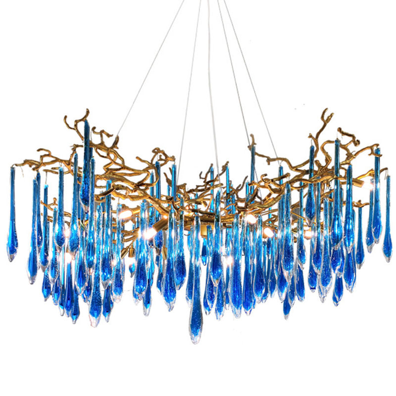 Люстра Blue Fountain Chandelier  Золотой Синий в Ульяновске | Loft Concept 