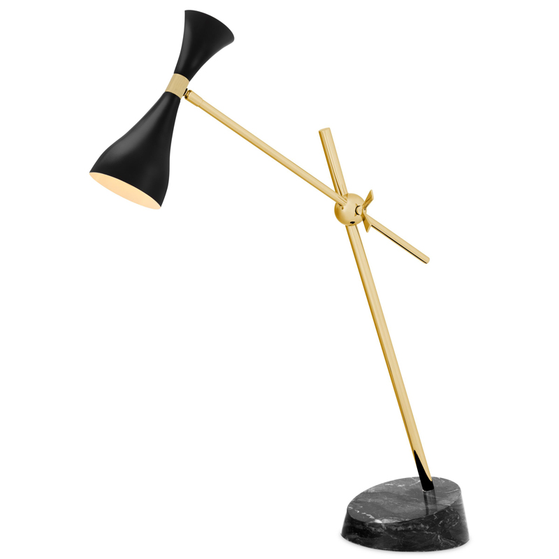 Настольная лампа Eichholtz Desk Lamp Cordero xl Черный Латунь Черный Мрамор Nero в Ульяновске | Loft Concept 