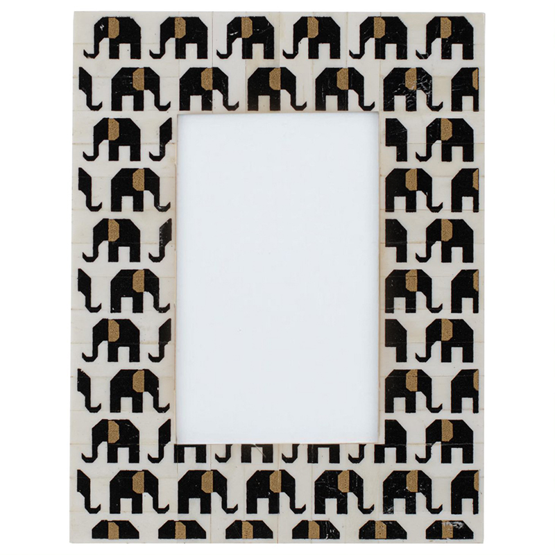 Фоторамка кость Indian Elephants Bone Inlay photo frame Черно-белый в Ульяновске | Loft Concept 