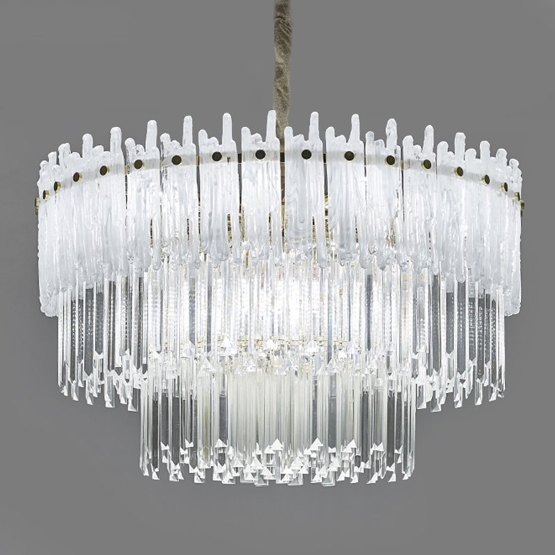 Люстра Murano Glass ICE Chandelier Золотой Белый Прозрачное Стекло в Ульяновске | Loft Concept 