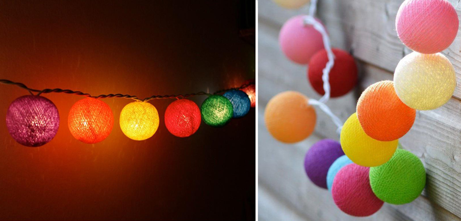 Гирлянда хлопковые фонарики Сotton Ball Rainbow - Loft-Concept в Ульяновске