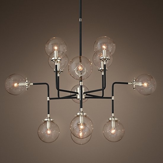 Люстра BISTRO GLOBE CLEAR GLASS SILVER CHANDELIER 12 Черный Серебряный Прозрачное Стекло в Ульяновске | Loft Concept 