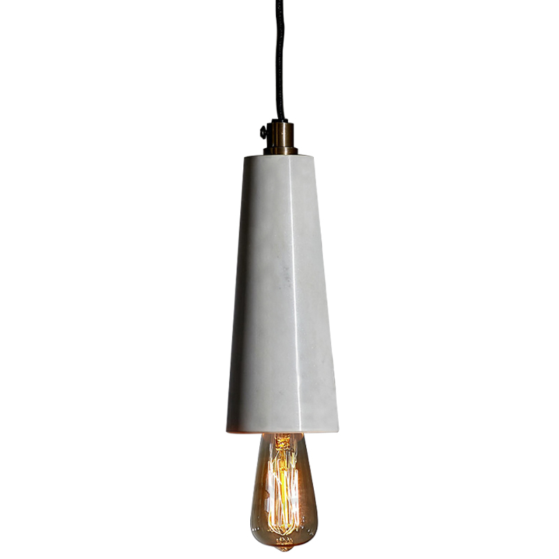 Подвесной светильник Shaw Cone Marble Hanging Lamp Черный Белый Мрамор Bianco в Ульяновске | Loft Concept 