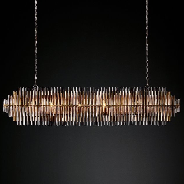 Люстра Restoration Hardware Emile Linear Chandelier Латунь Античная полированная Прозрачный Оловянный Темная бронза в Ульяновске | Loft Concept 