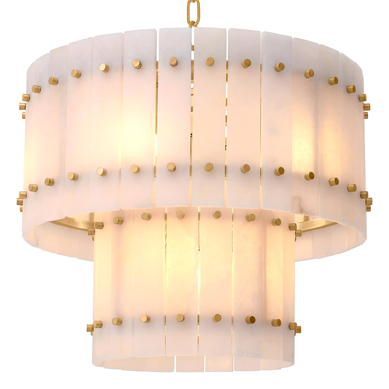 Люстра Eichholtz Chandelier Ruby S Alabaster Латунь Бежевый Белый Мрамор Bianco в Ульяновске | Loft Concept 