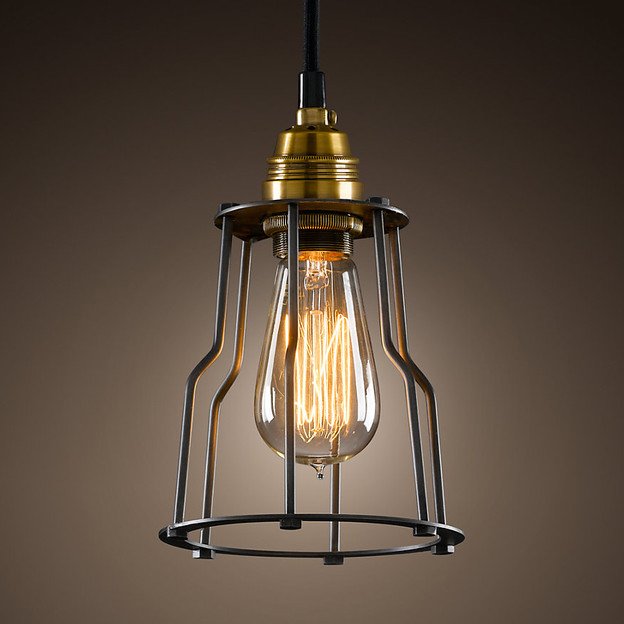 Подвесной светильник Loft Industrial Cage Filament Pendant Бронза Черный в Ульяновске | Loft Concept 