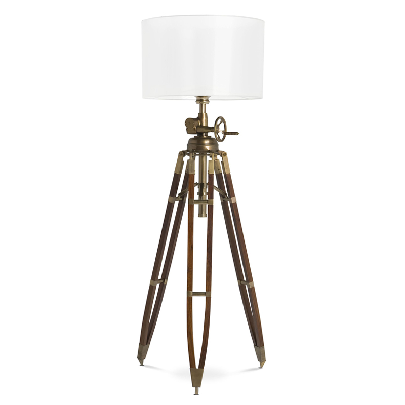 Торшер Eichholtz Floor Lamp Royal Marine Cream Кремовый Коричневый Латунь Античная полированная в Ульяновске | Loft Concept 