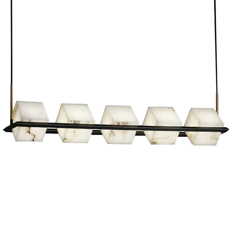 Люстра Marble Cubes Modern Light Chandelier 5 плафонов Черный Белый Мрамор Bianco Латунь в Ульяновске | Loft Concept 