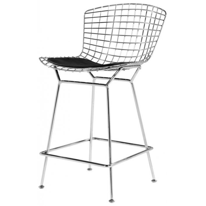 Барный стул Bertoia Barstool Черный Серебряный в Ульяновске | Loft Concept 