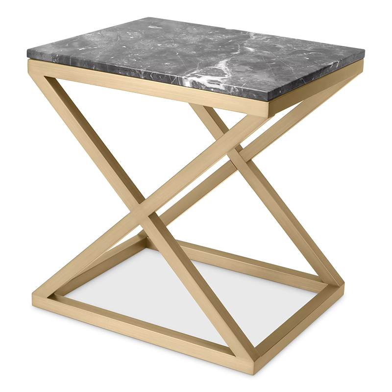 Приставной стол Eichholtz Side Table Criss Cross Латунь Серый в Ульяновске | Loft Concept 