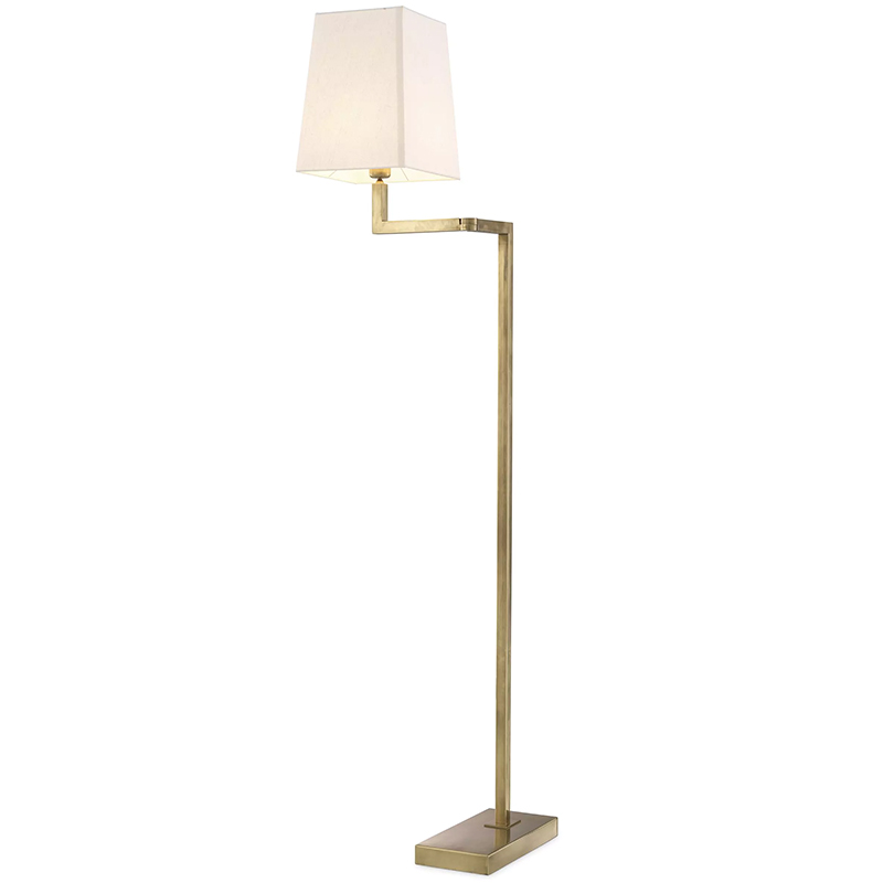 Торшер Eichholtz Floor Lamp Cambell Brass Латунь Винтажная латунь Белый в Ульяновске | Loft Concept 