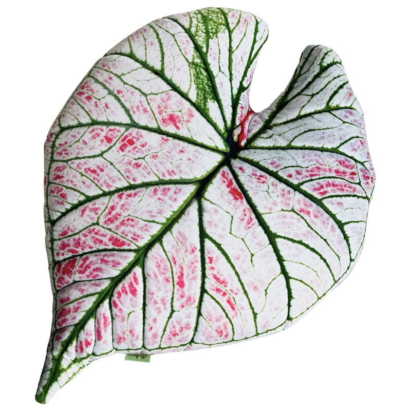 Декоративная подушка Botanical Cushion Caladium Rosebud Зеленый Бежевый Розовый в Ульяновске | Loft Concept 