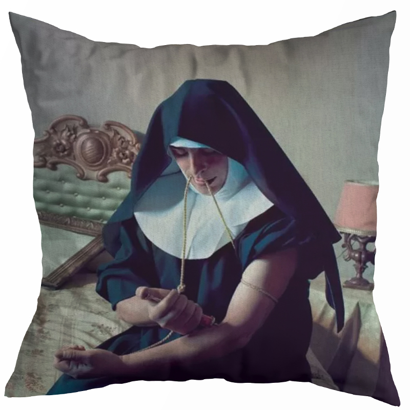 Декоративная подушка Seletti Cushion Nun Бежевый Коричневый Черный Зеленый шалфей в Ульяновске | Loft Concept 