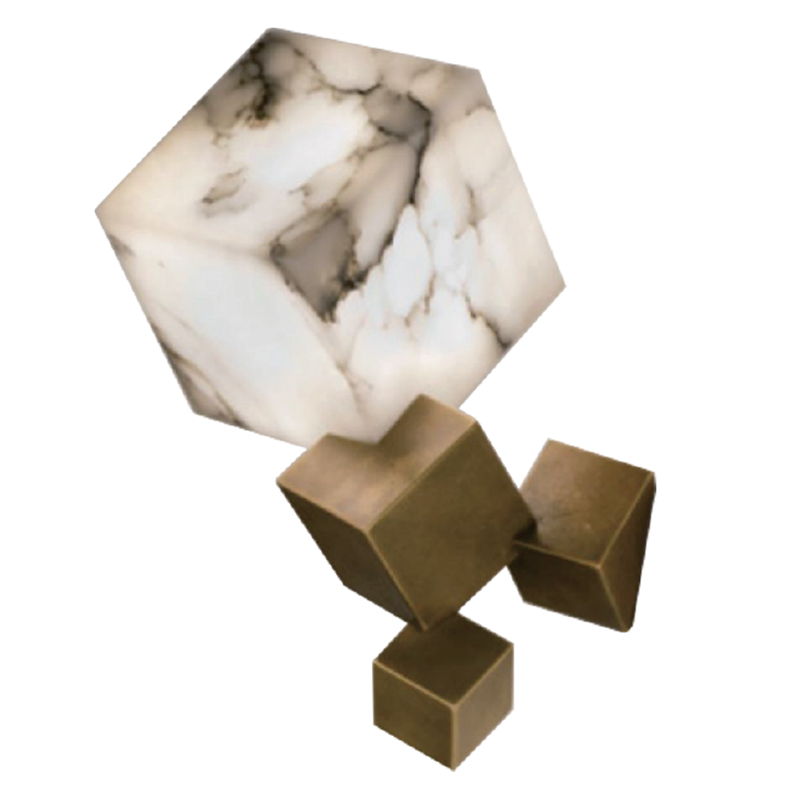 Бра Marble Cube Wall lamp Белый Мрамор Bianco Медь в Ульяновске | Loft Concept 