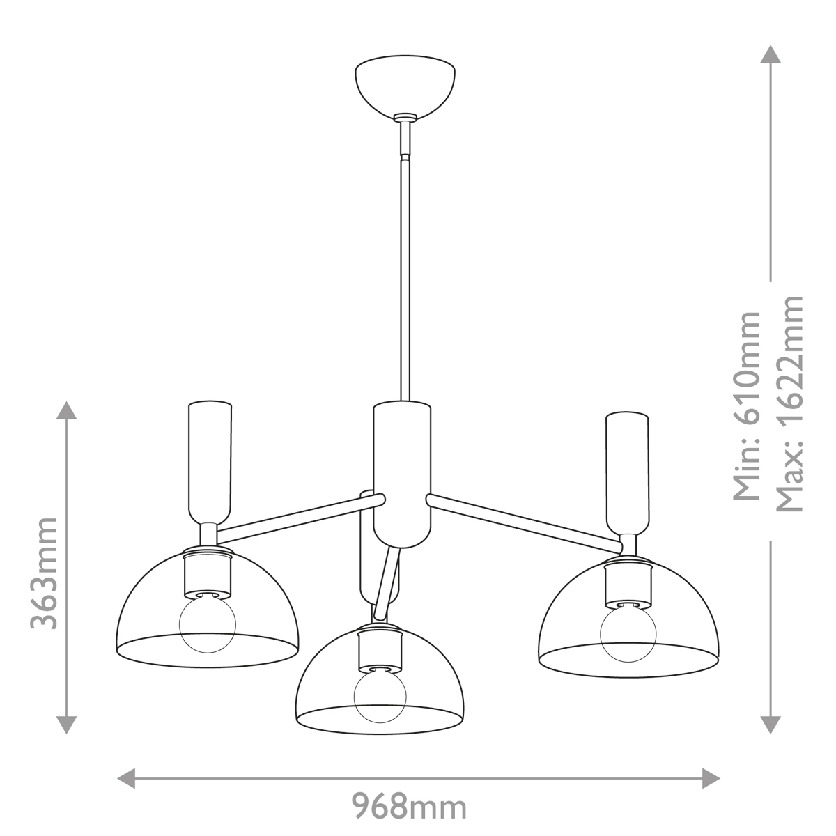Люстра с 3-мя прозрачными полусферическими плафонами из стекла Alora Mood в Ульяновске
