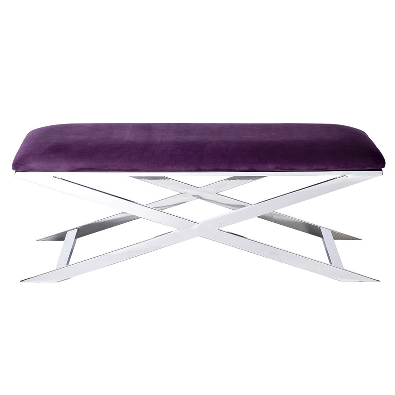 Банкетка Bench Velor Violet Хром Фиолетовый в Ульяновске | Loft Concept 