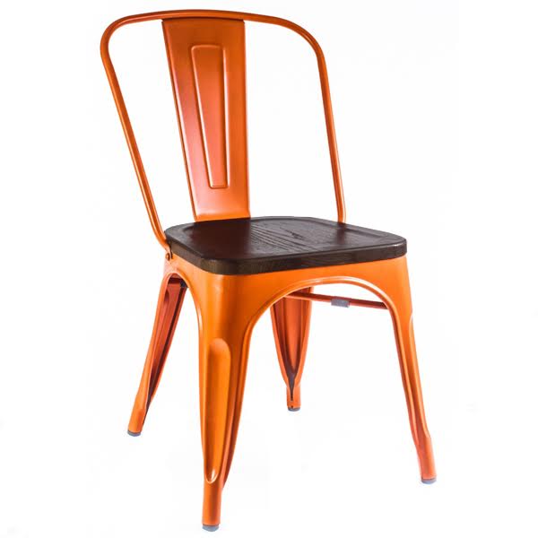 Кухонный стул Tolix Chair Wood Orange Оранжевый Коричневый в Ульяновске | Loft Concept 