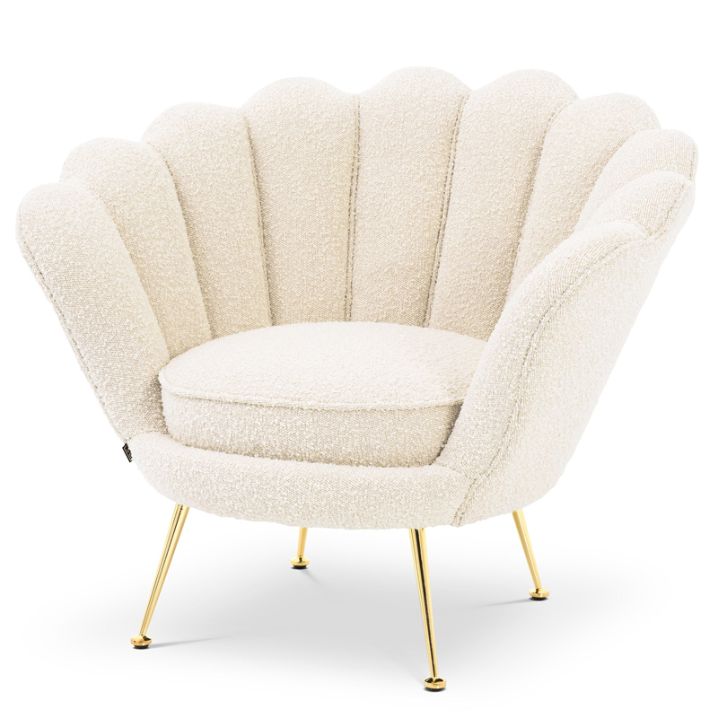 Кресло Eichholtz Chair Trapezium Boucle cream Кремовый Латунь в Ульяновске | Loft Concept 